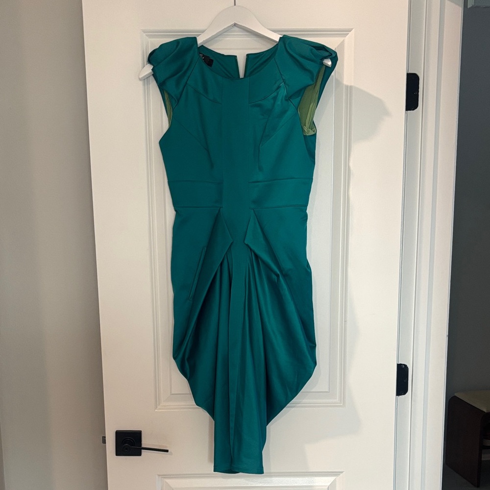 Vintage Chic Asymmetrical Teal Dress
